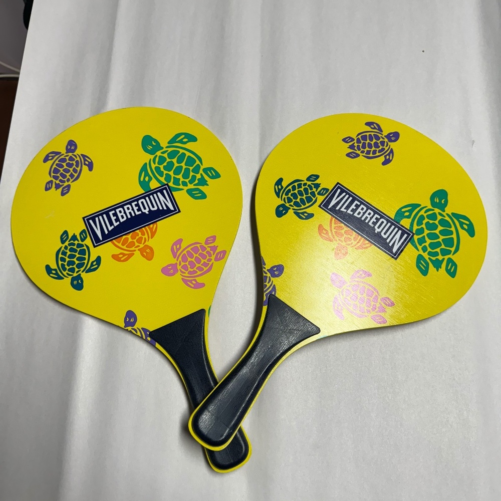 Vilebrequin Gone Tanning Yellow Turtle Print Beach Paddle Set